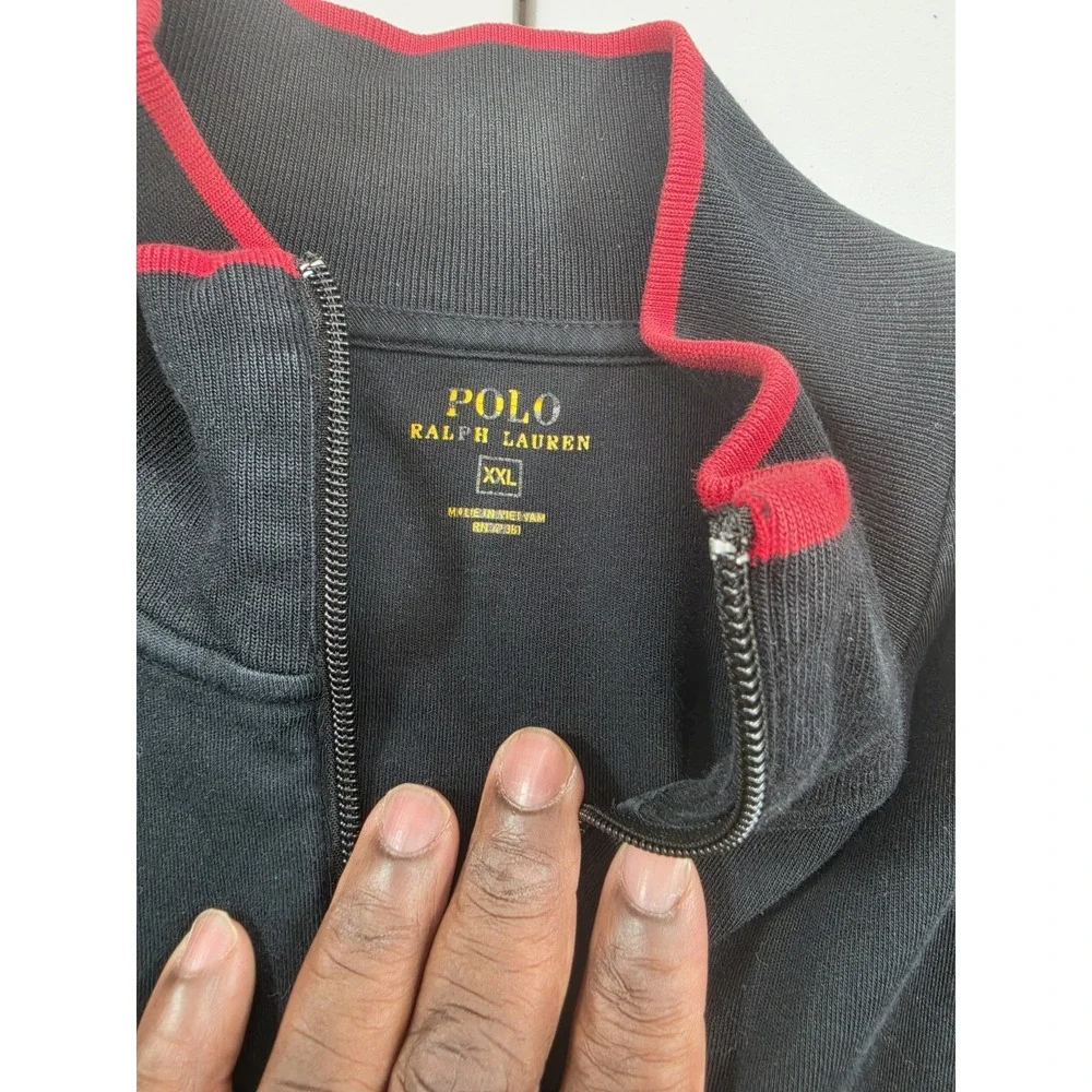 Polo Ralph Lauren Track Jacket Men's 2XL Black Red Pony Full Zip